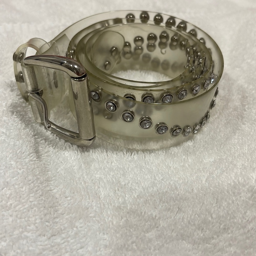 Clear, bedazzled belt